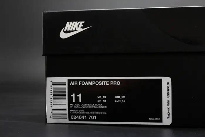 Air Foamposite Pro “Metallic Gold” Black mens 