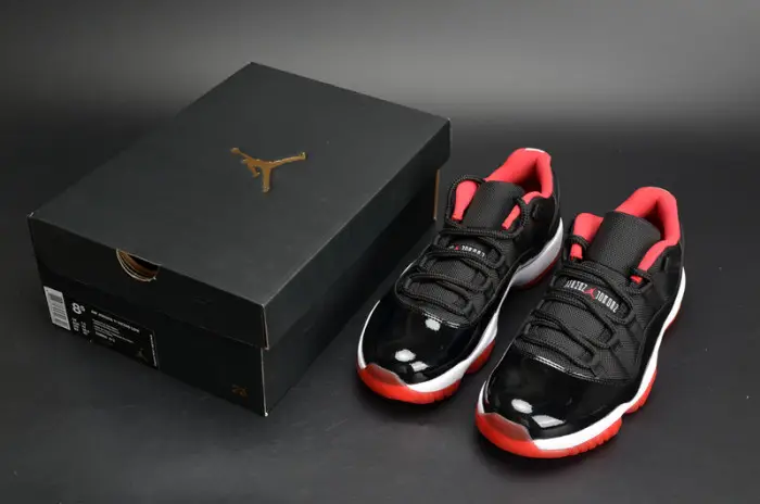 AIR JORDAN 11 RETRO LOW "BRED" BLACK  RED mens 