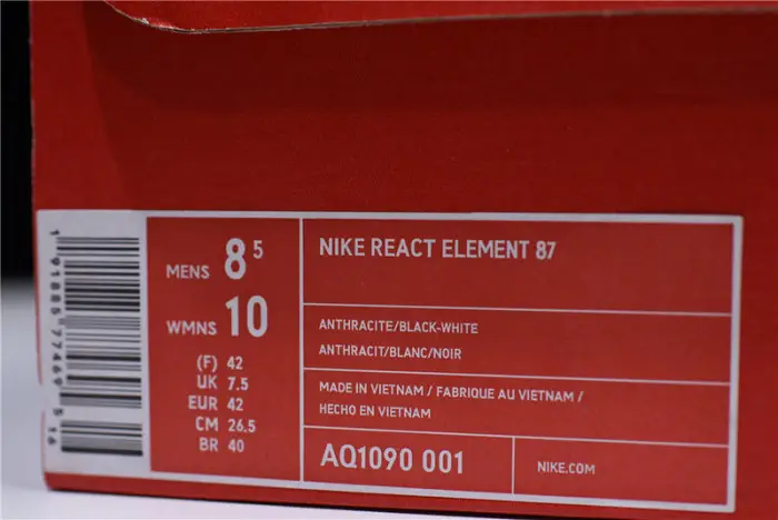 Nike React Element 87 Black White DEDAA2272