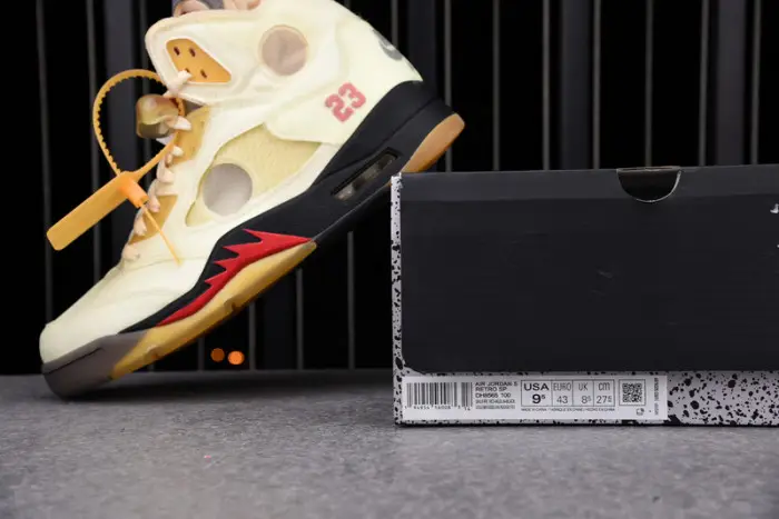 O-W  Air Jordan 5 Sail Fire Red FABEA419