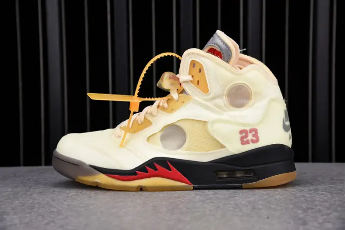 O-W  Air Jordan 5 Sail Fire Red FABEA419