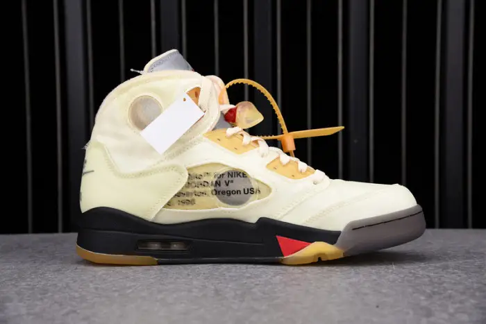 O-W  Air Jordan 5 Sail Fire Red 