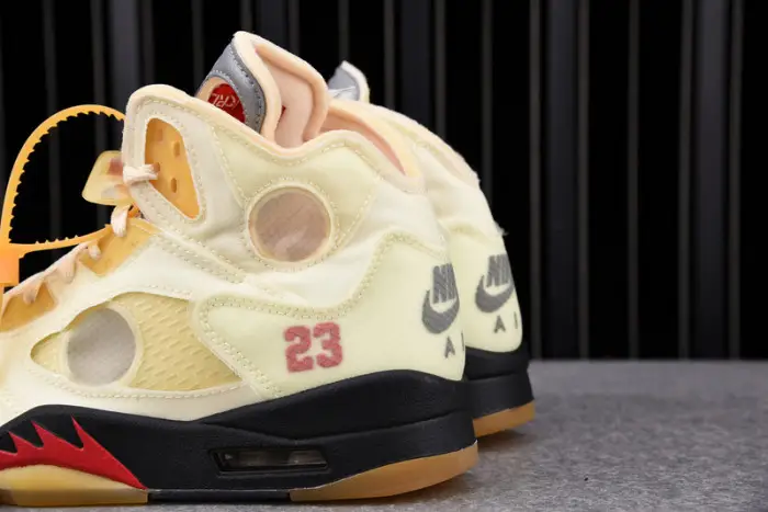 O-W  Air Jordan 5 Sail Fire Red 