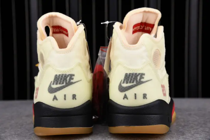 O-W  Air Jordan 5 Sail Fire Red 