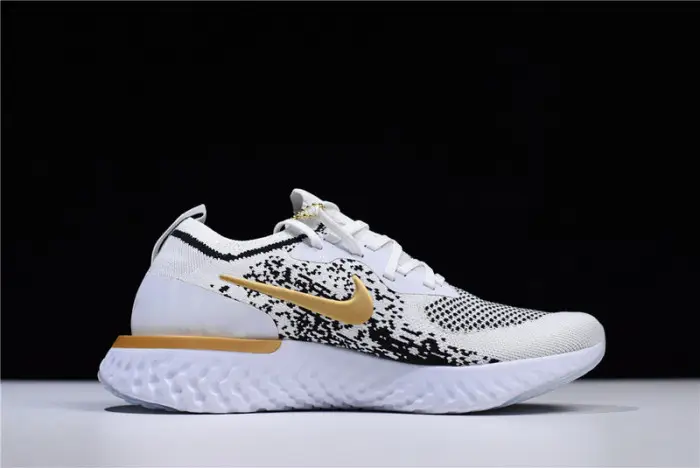 Men's Nike Epic React Flyknit White Black-Gold 