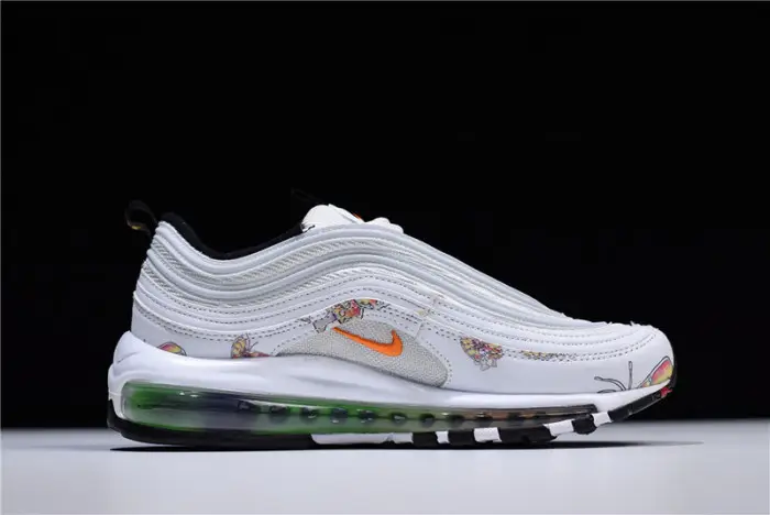 Nike womens Air Max 97 white-orange flower 
