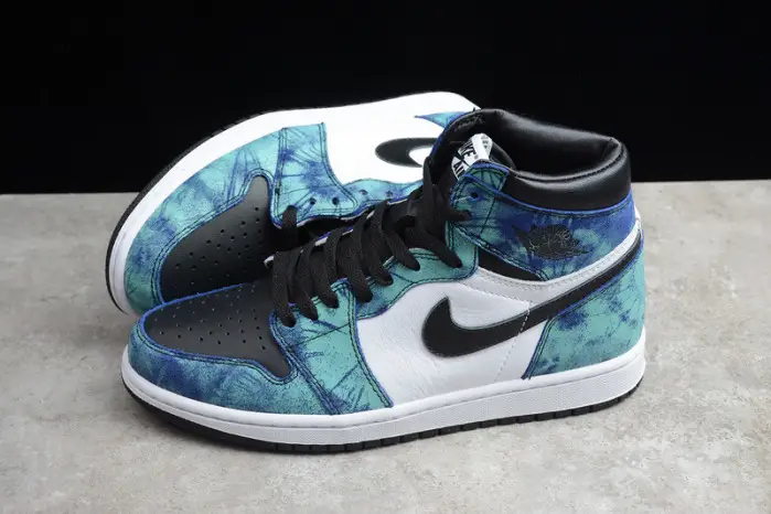 Air Jordan 1 Tie-Dye white black aurora green 