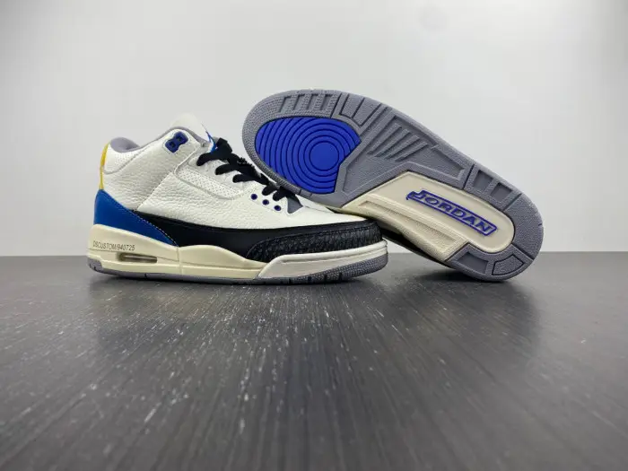 Air Jordan3 white black blue yellow-398614-145 