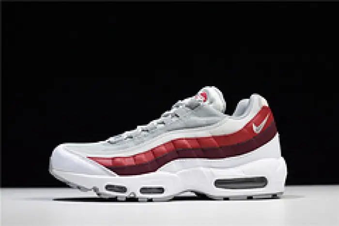 NIKE Air Max 95 Essential Mens White-Grey-Red Running Shoes  FAAF2097