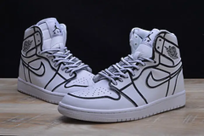 Nike Air Jordan 1 Retro “Comic 3D Pencil” White Hand-Painted MENS 